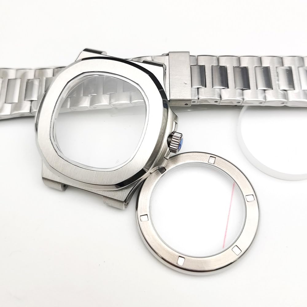 40mm Zegarek Kit Modding, Pasuje dla NH35 NH38 Mechanizm, Szkło Szafirowe Przezroczysty Dekiel Koperta Zegarka Bransoleta Set dla Patek Philippe Nautilus