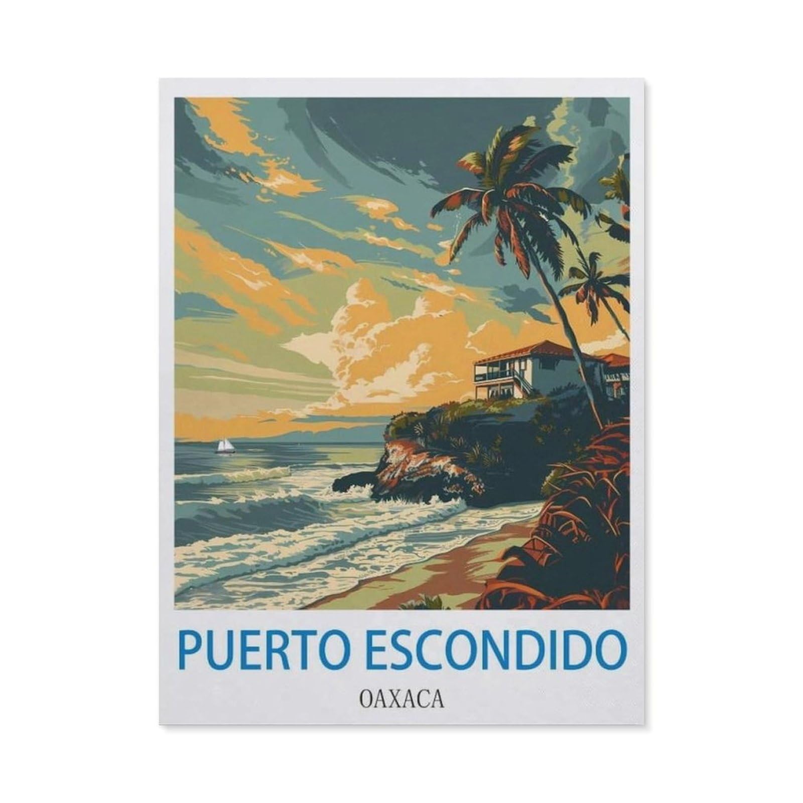 Beayodkp （30 X 40 Cm/11.81 X 15.74 Inches） 5D Diy Diamond Painting Kit，Puerto Escondido Oaxaca，Crystal Mosaic Full Drill Round Diamond Painting Embroidery Accessories-Ci65