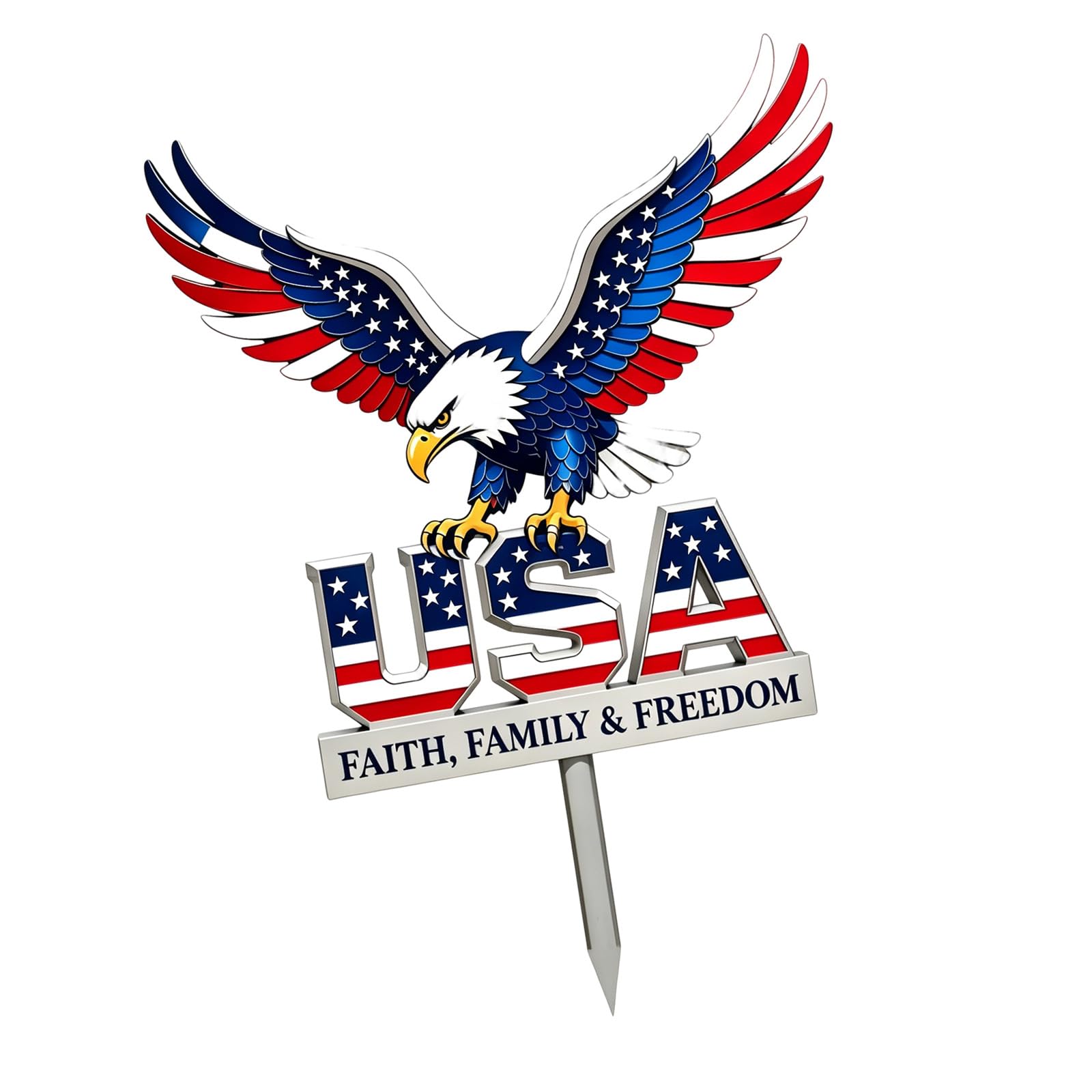 Kaeltsyn Side Hawks Flag Metal Yard Stake Hawks Sculpture Garden for Patriotic Outdoor Decors with Rustproof Design Independence Day Flag