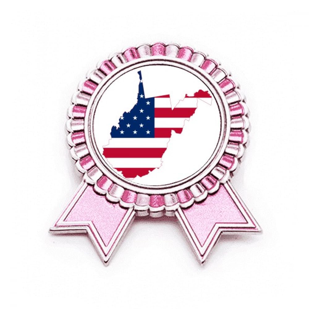Broche rose USA drapeau Virginie en métal finement gravé