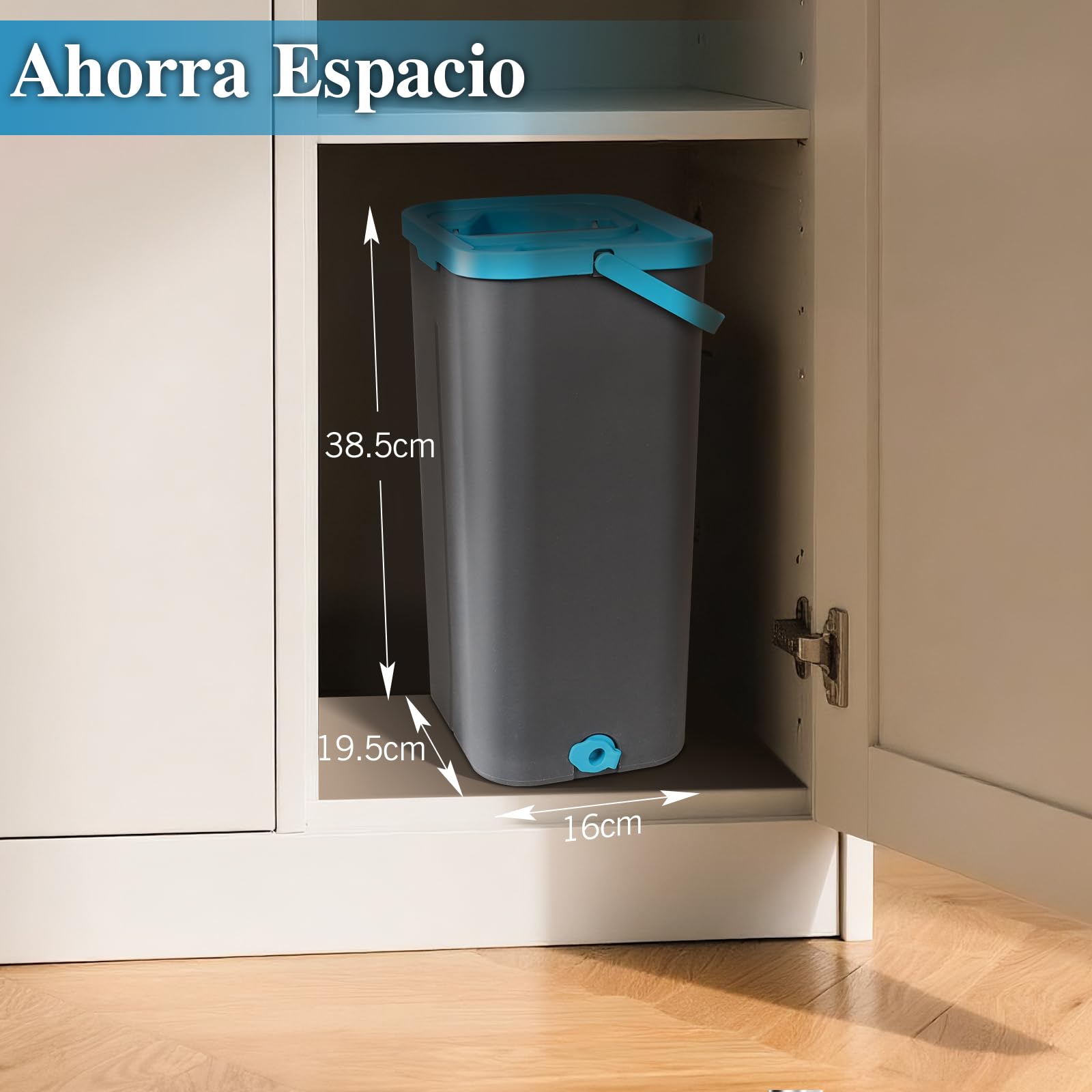 MASTERTOP Mopa Fregona y Cubo Escurridor para Limpieza Suelos Mopa Plana Microfibra con Cubo Dos Compartimentos y 4 Almohadillas Reutilizables para Madera Parquet Azulejo (Gris Oscuro)