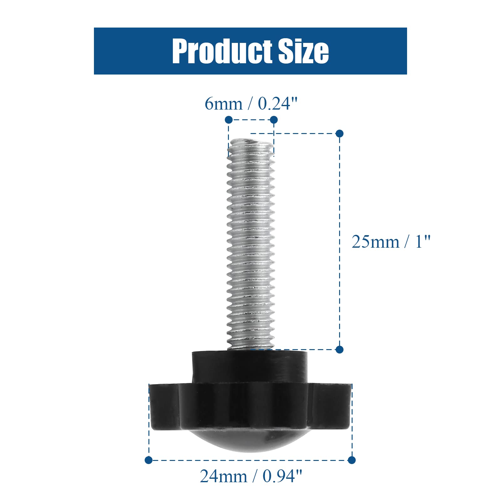 Zorfeter 10 Pcs M6 x 25mm Thumb Screw Threaded Knurled Replacement Star Hand Knob Clamping Screw Knobs