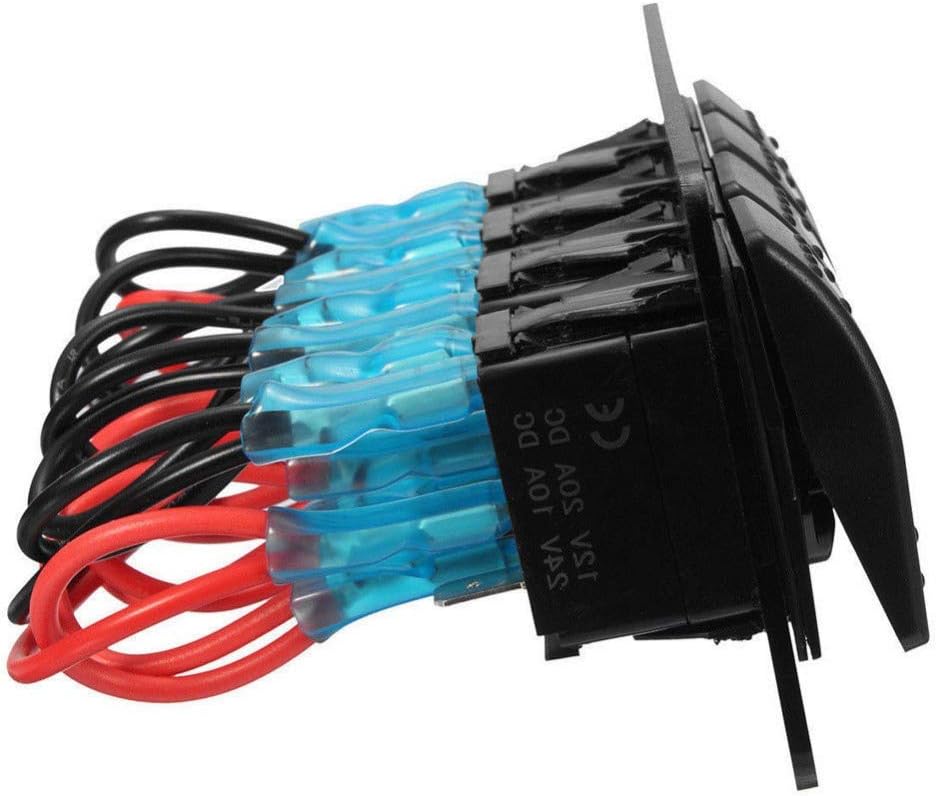 GIDREN 4 Gang 5 Pin ON Off Toggle Rocker Switch Aluminium Alloy Panel with LED for Car Marine Boat Trailer Yacht RV (4 Gang Blue) : Sports & Outdoors