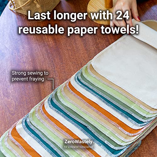 Reusable-Paper-Towels-Value-Pack-of-24-Paperless-Towels-100-Cotton-Super-Soft-Absorbent-Washable-and-Made-To-Last-Cut-Back-Waste-Less-with-our-Cloth-By-ZeroWastely