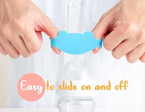Miniatura 6 de Etiquetas de silicona para biberones para guardería, banda reutilizable para biberones para alimentos y leche materna, paquete de 6