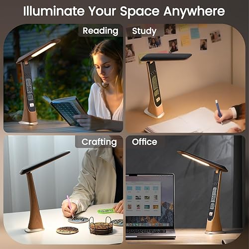 Miniatura 2 de WILIT Lámparas recargables inalámbricas, lámpara de escritorio portátil plegable, luces LED que funcionan con pilas con brillo continuo y