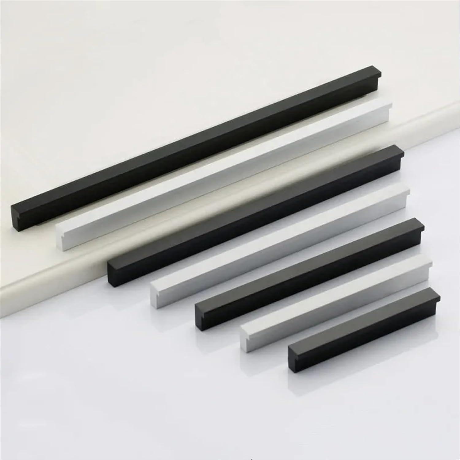 American Cabinet Handles Silver Black Drawer Door Pulls Aluminum Alloy Cupboard Pulls Wardrobe Door Handle Hardware Knobs 1Pcs (Color : Black 6807-320mm)