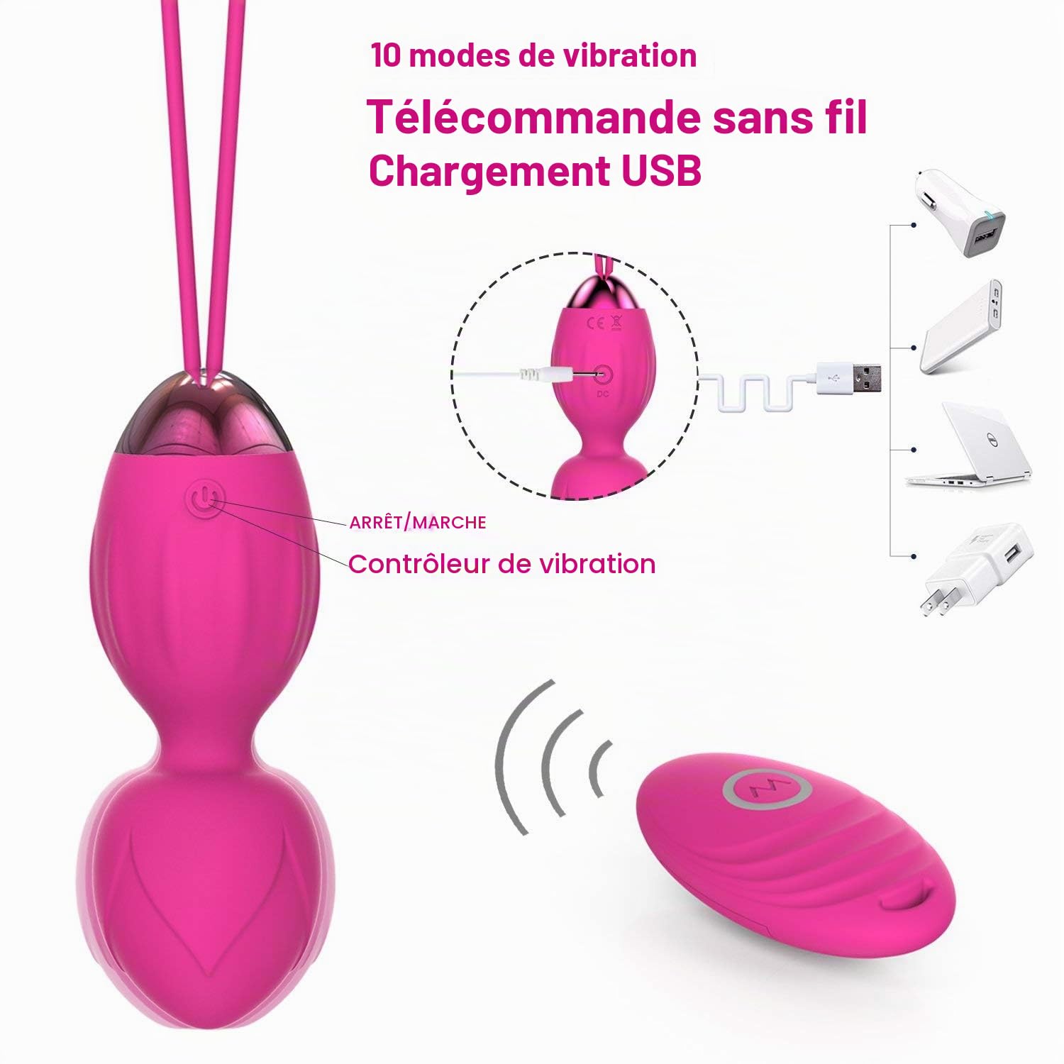 Boules de geishas,Balle de massage Ben Wa Balls Kegel Balls Débutants et resserrement - Médecin recommandé pour le contrôle de la vessie et les exercices sur le plancher pelvien (Rose)