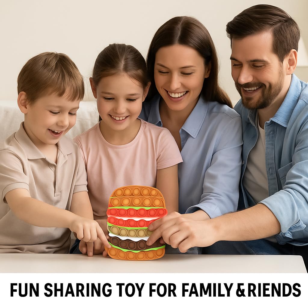 Ranzah Pop Fidget Toy Push Pop Bubble Sensory Toy For Kids And Adults Travel Poppet Toy Squishy Toy For Gifts & Parties ADHD Stress & Anxiety Relief Toy Squeeze Toddler Toy (Burger) - Image 4