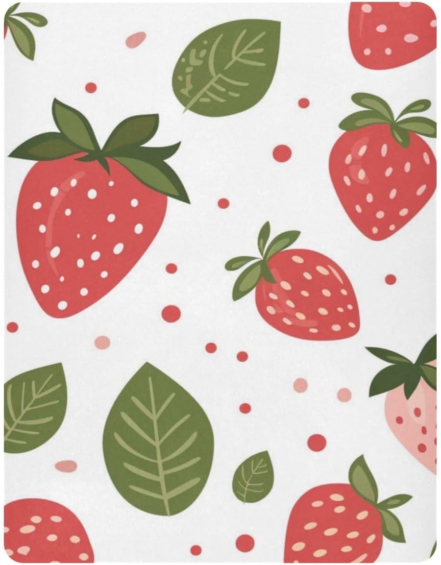 Crib Sheets Baby for Boys Girls Breathable Neutral Toddler Bed Sheets for Standard Size Toddler Mattress 39x27 Inch Pink Strawberry Green Leaf