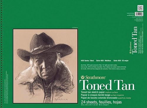 Miniatura 1 de Strathmore 412-18 400 Series Toned Tan Sketch Pad 18 x24 Wire Bound 24 hojas