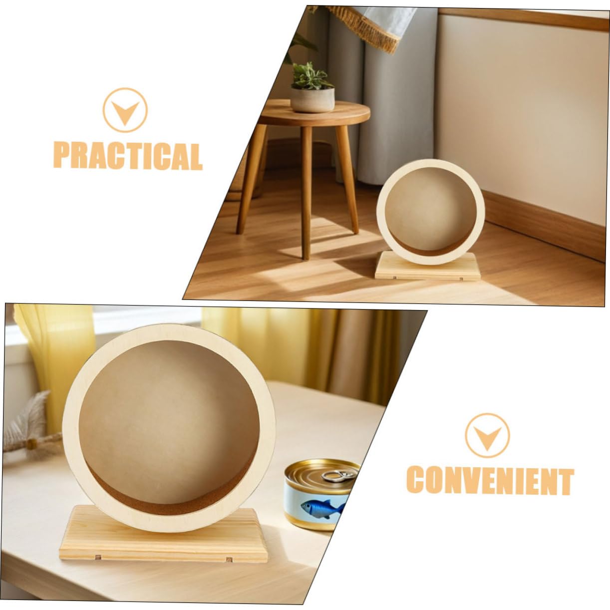 Hohopeti 2piezas Rueda de Hámster Silenciosa de Madera Corcho para Reducir el Ruido Resistente Arañazos para Chinchillas Cobayas y Erizos Juguete para Correr