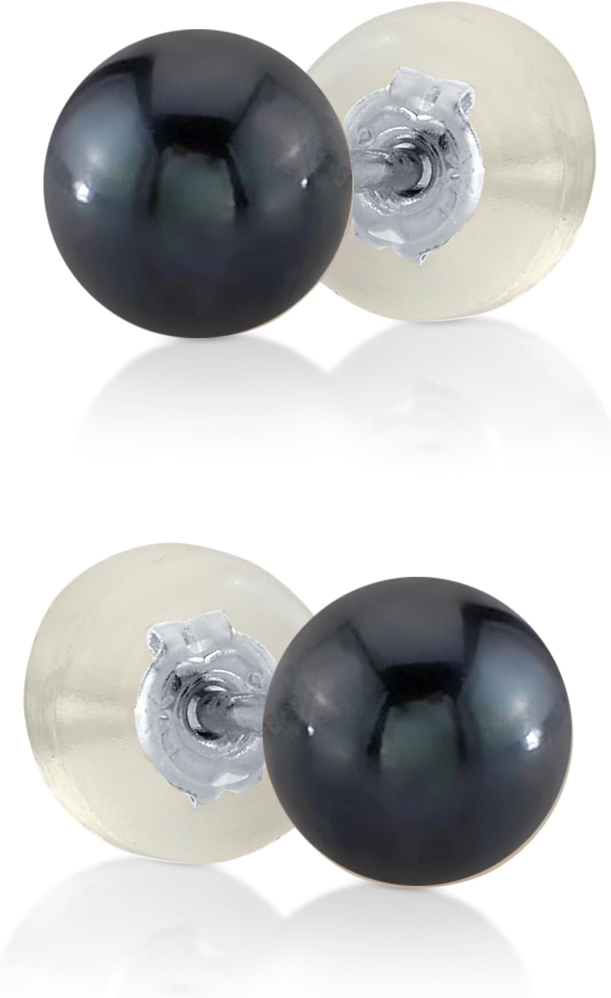 Black Japanese Akoya Real Pearl Earrings for Women - 14k Gold Stud Earrings | Hypoallergenic Earrings with Genuine Cultured Pearls