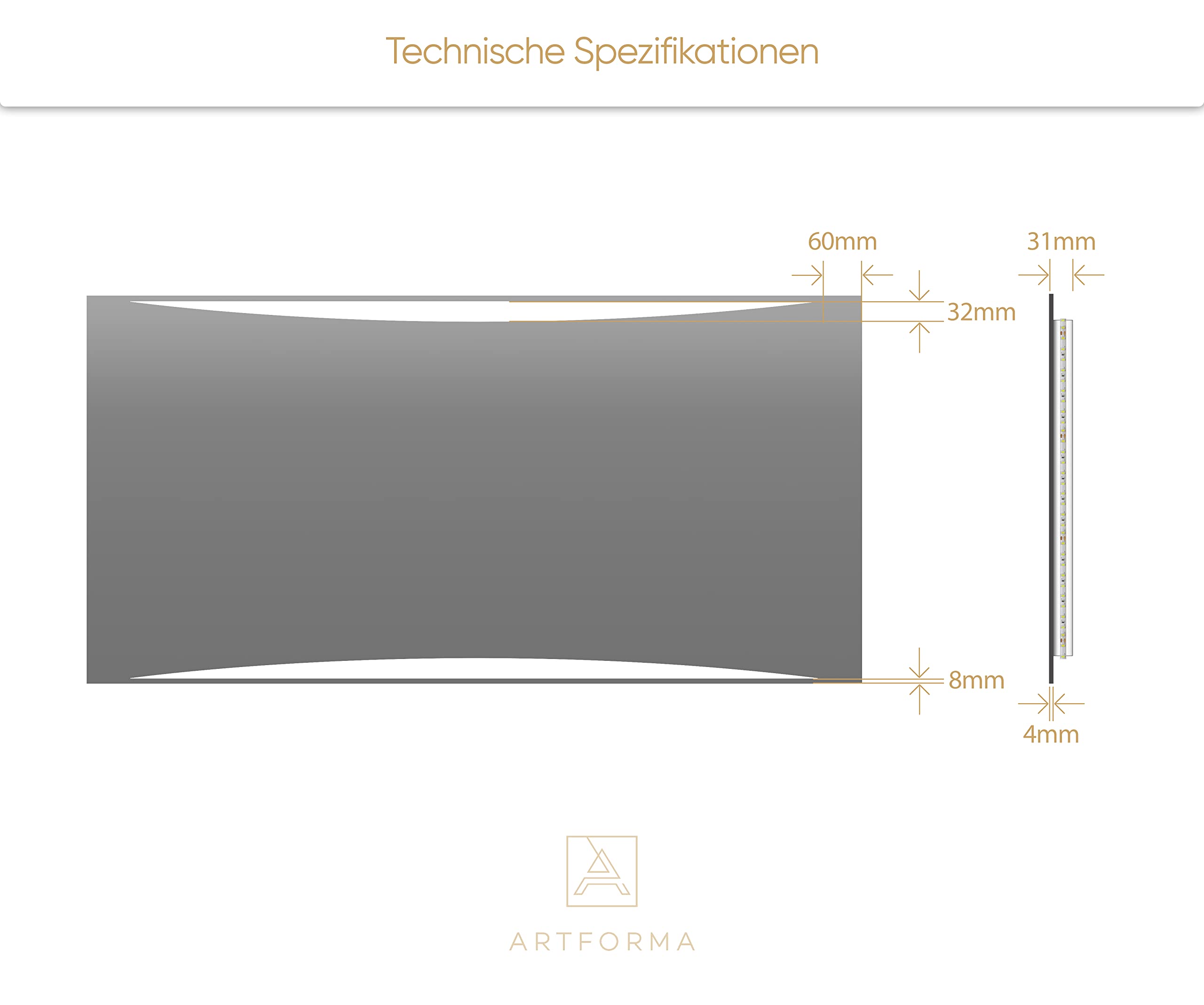 FORAM Badspiegel mit Beleuchtung - Led Spiegel Bad - 120x70 - Badezimmerspiegel Nach Maß - auf Individuelle Bestellung Gefertigt - Modernes Design - Ohne Rahmen