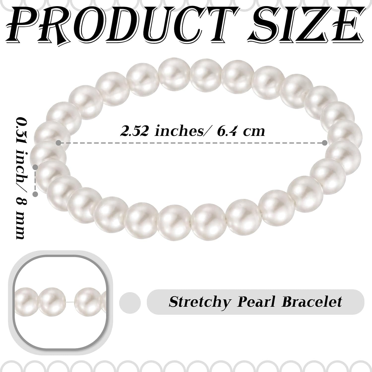 Glenmal Pearl Bracelets for Women Wedding Bridal Elastic Stretchy Faux Pearl Bracelets Stack Bulk Party Favors Jewelry Gifts