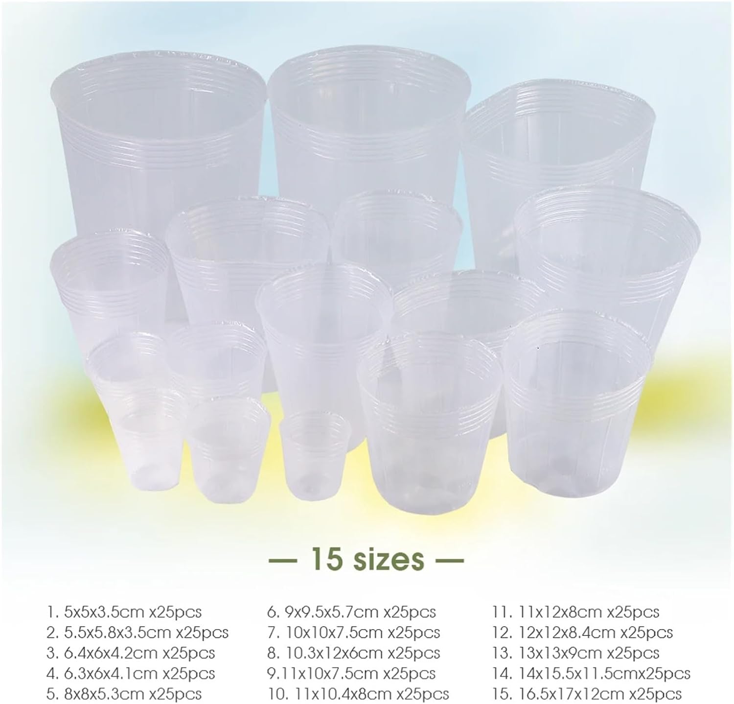 Clear Nursery Pots with Drainage 25PCS Transparent Plant Nursery Pots Plastic Planter with Drainage Hole Seed Starting Grow Bag Flower Seedling Cutting Container(5.5x5.8x3.5cm x25pcs)