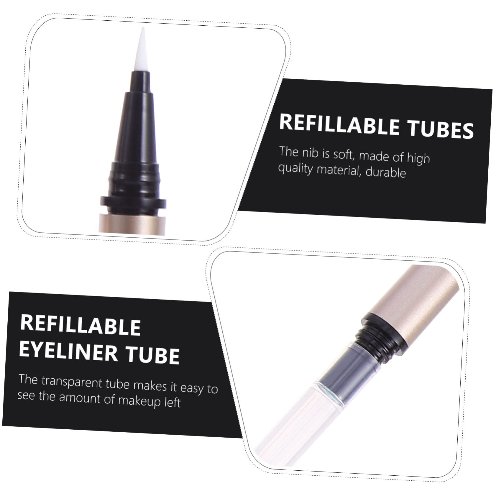 Beavorty 20stücke Nachfüllbare Eyeliner-tuben Leckfreie Tragbare Applikatoren Für Präzisen Flüssig-eyeliner Für Und Unterwegs Goldene Matte Oberfläche