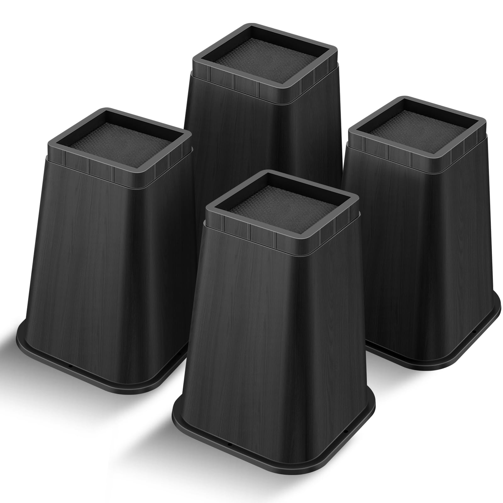 MixDora Bed Risers 8 Inch Heavy Duty Furniture Risers Square Chair Risers for Bed Sofa Table Couch 4 Pack Black (8 Inch)