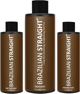 BRAZILIAN STRAIGHT Hair Straightening Cream & Keratin Treatment Kit. Organic Natural Results Straighten Smooth