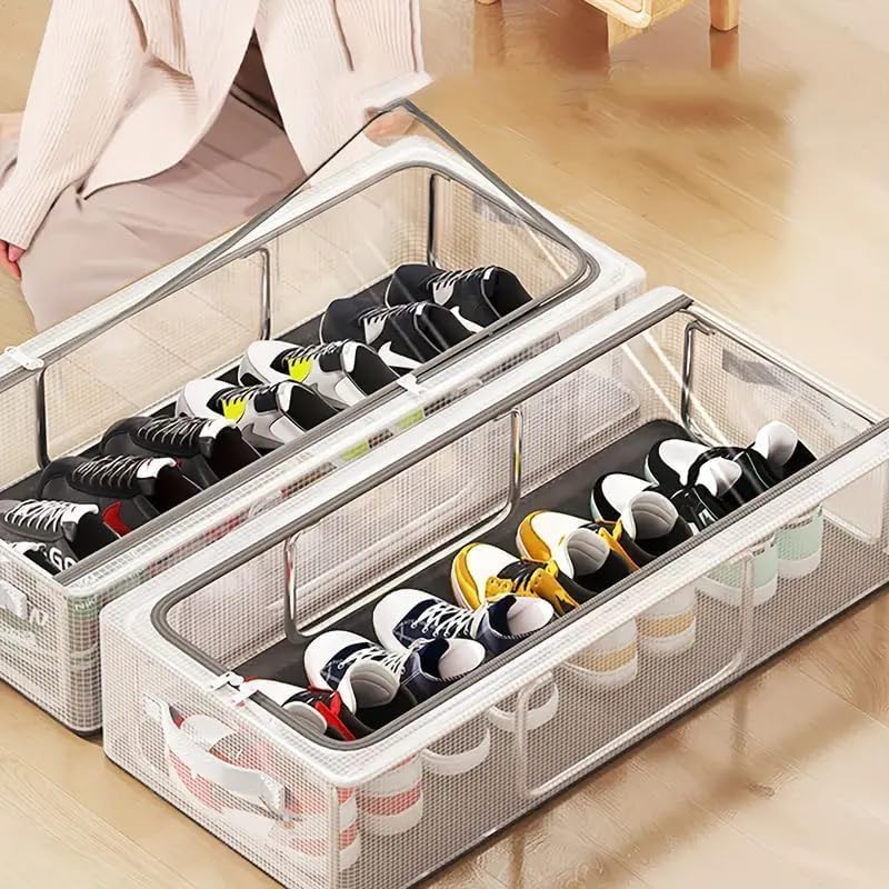 FEMORRA Plastic Clear Foldable Shoe Bag | Shoe Box Organizer, Transparent Shoe Rack, Dustproof Shoe Cover, Space-Saving Sneaker Box, Foldable & Easy to Clean (Pack of 1, Big), 60X30X15 Cm-image-9