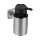 WENKO Turbo-Loc® Seifenspender ohne Bohren Mod. Porto matt, Wandmontage mit Klebepad, optional zum Schrauben, entnehmbarer Flüssigseifenspender, Halterung aus Edelstahl, für Bad oder Küche