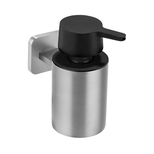 WENKO Turbo-Loc® Seifenspender ohne Bohren Mod. Porto matt, Wandmontage mit Klebepad, optional zum Schrauben, entnehmbarer Flüssigseifenspender, Halterung aus Edelstahl, für Bad oder Küche
