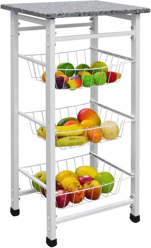 Fruteira de chão cozinha Multiuso tampo de pedra marmore granito