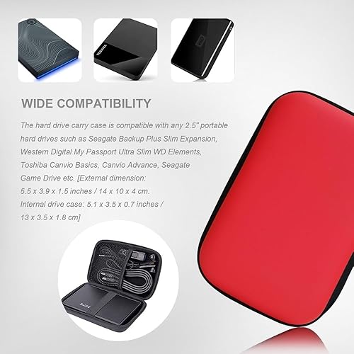 Vista 2 de Estuche de transporte para disco duro, bolsa organizadora de almacenamiento, bolsa de transporte universal multiusos compatible con Western Digital