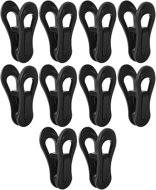 10 pinzas de plástico negro para ropa, pinzas para la colada, pinzas antideslizantes para perchas, soporte para toallas de playa, pinzas para ropa a prueba de viento para uso doméstico y exterior