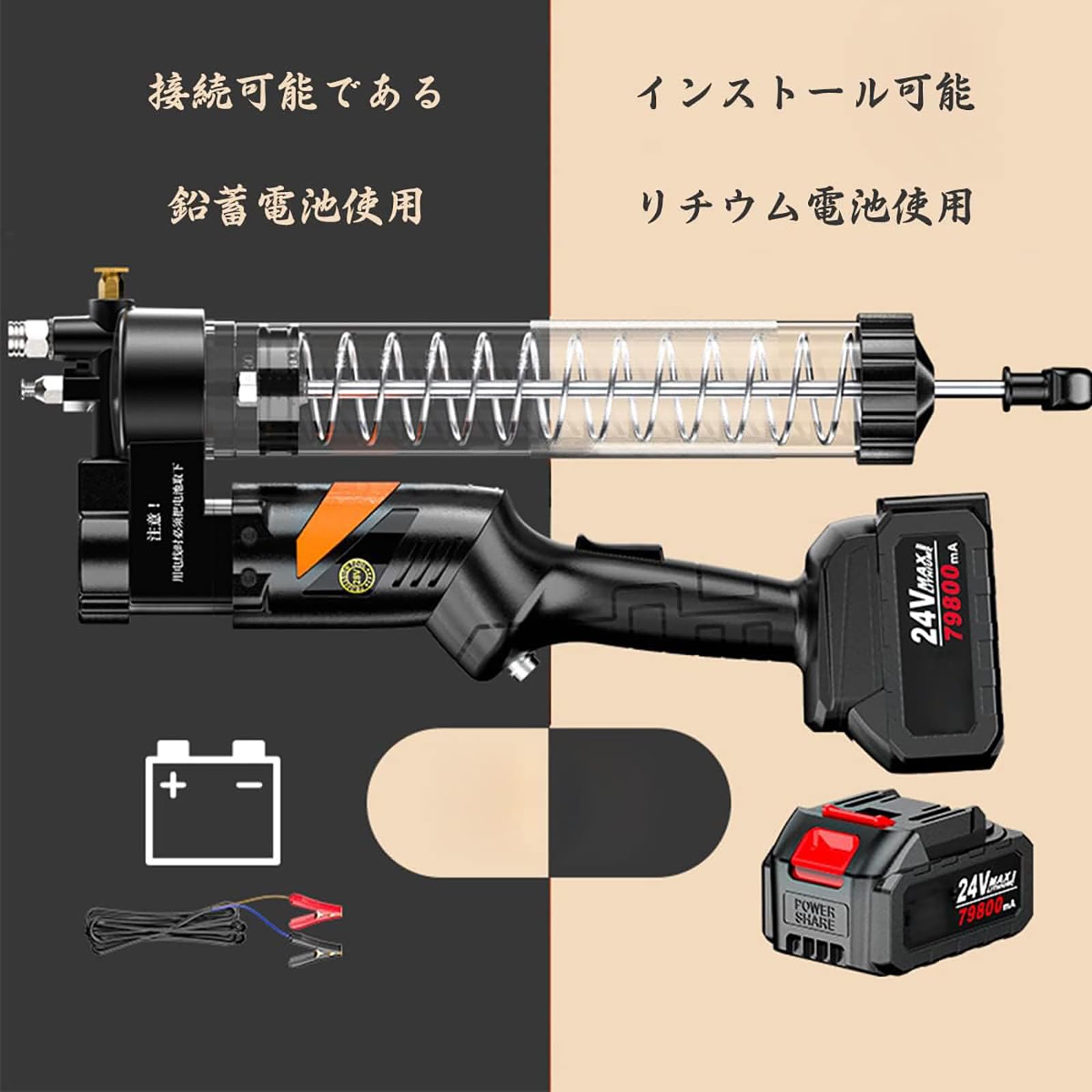 Amazon.co.jp: Senyidafaグリースガン 12000PSI高圧 充電式/24v 充電式 