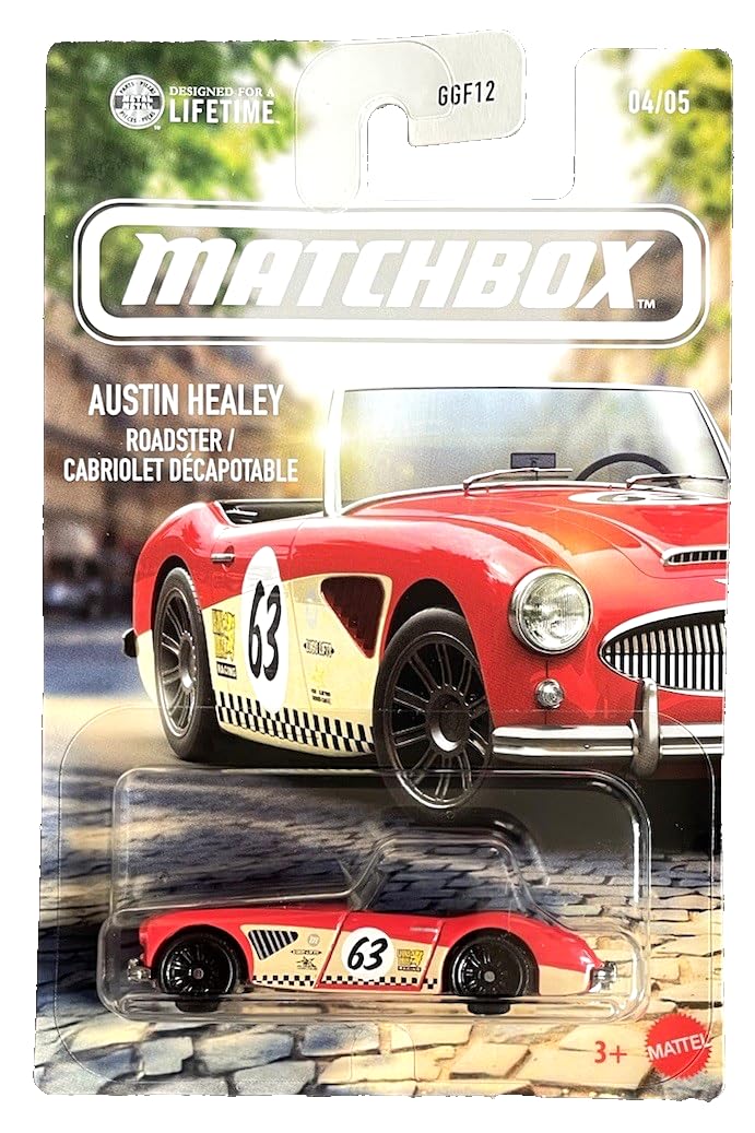 Matchbox '63 Austin Healey 3000 MK2 4/5 European Series 2026 1:64 Model Car Kids Toy Convertible Convertible UK England Classic Collectible or for Playing JJR58