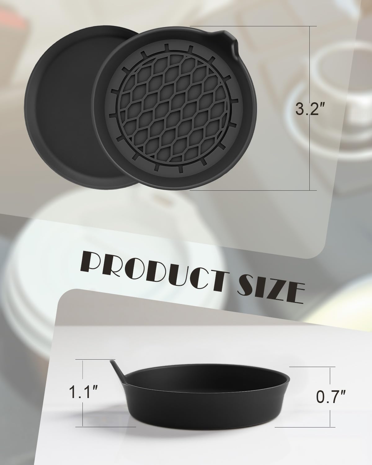 Car Cup Coasters 4 Pack Universal Non-Slip Cup Holders Embedded in Ornaments Coaster Car Interior Accessories Black Includes — view 5