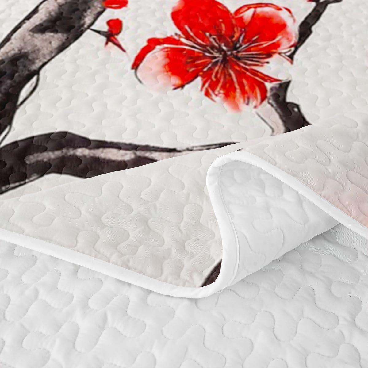 Homewish Set di biancheria da letto matrimoniale trapuntato con fiori di