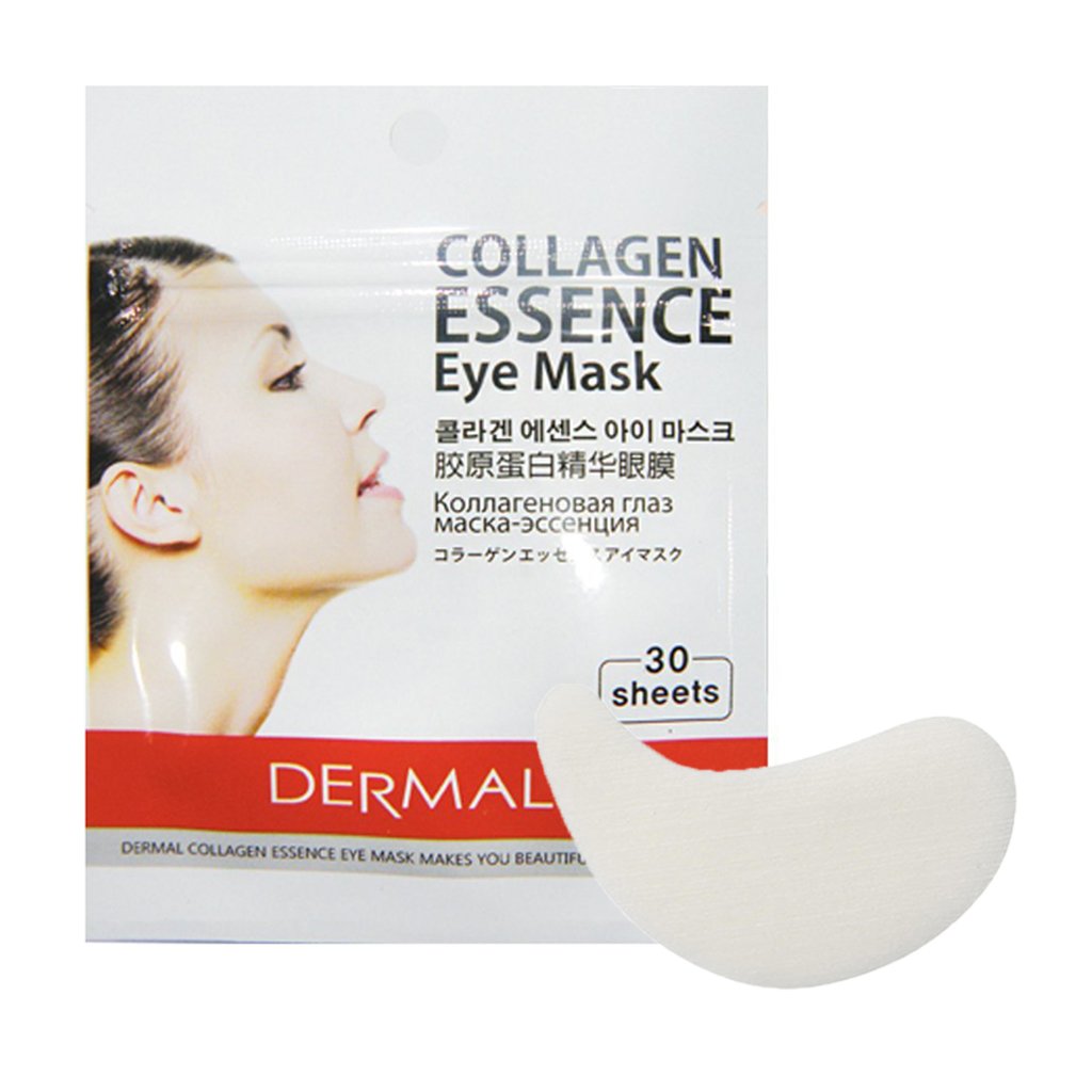 DERMALCollagen Essence Eye Mask of 30 Sheets/Hypoallergenic Moisturizing & Brightening Eye Patches/Reduce Eye Rim & Dark Circles / (4 Pack)
