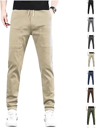 Multipants-High Stretch Multi-Pocket Duurzame Cargo Broek Heren Stretch Cargo Broeken Lichtgewicht Comfortabele Cargo Broek, Zwart, 24