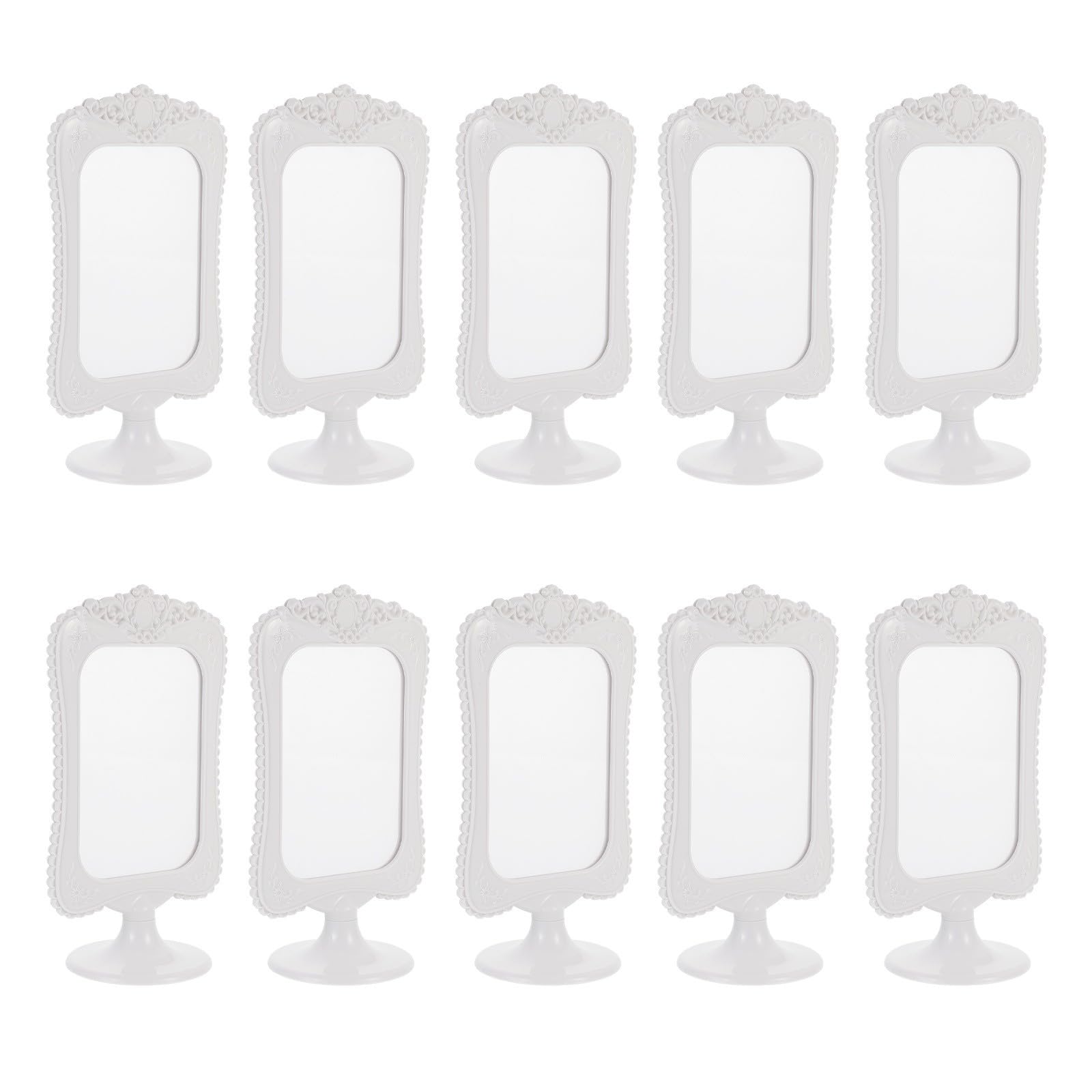 GLEAVI 10 Piezas Marco de Fotos de Estilo Retro Marcos de Fotos Pedestal 6 Pulgadas Plástico Doble Cara Blanco para Decorar y Exhibir Hogar