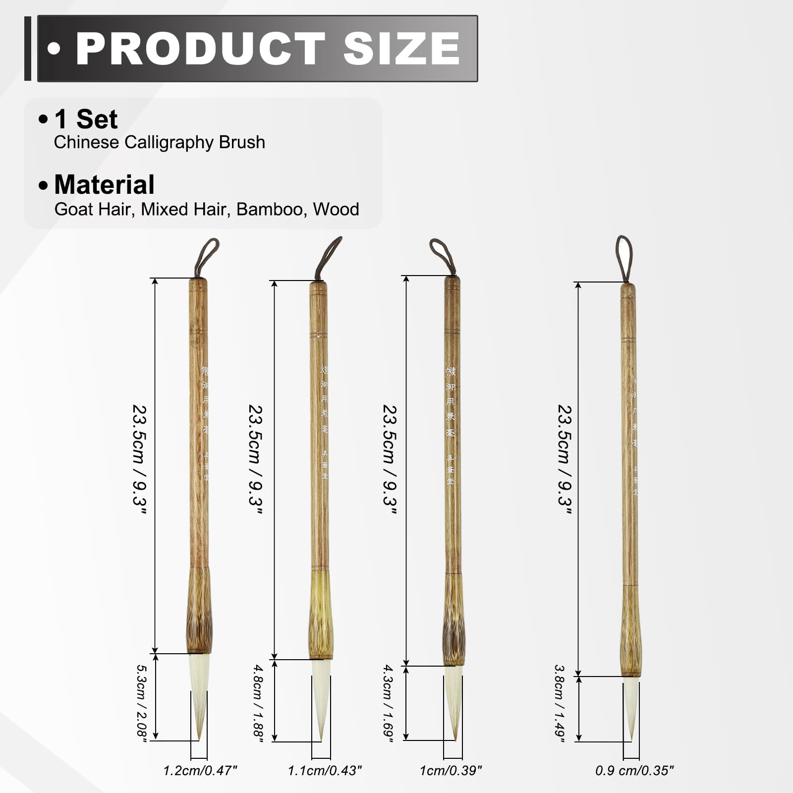 PATIKIL Calligraphy Brush, Mix Hair Chinese Calligraphy Pen Chinese Calligraphy Ink Writing Brush Set Chinese Japanese Art Supplies for Watercolor Calligraphy Beginner, 4 Pcs