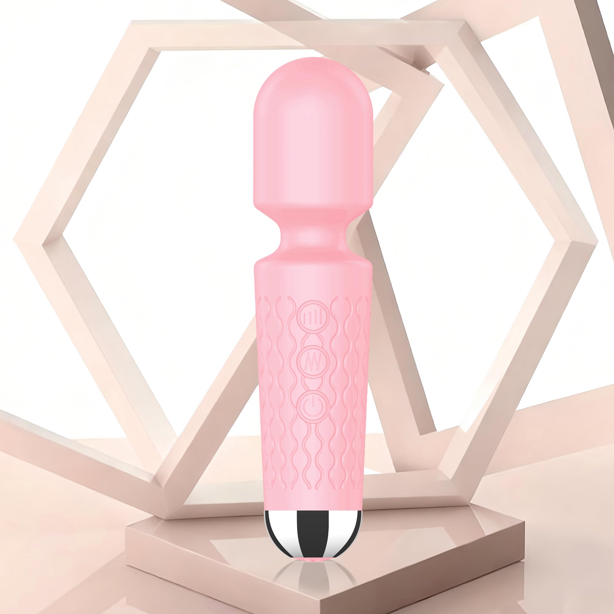 Handheld Cordless Mini Massager, Powerful Quiet with Waterproof, 20 Modes &amp; 8 Speeds Vibration Wand for Back Neck Shoulders, Muscle Soreness Relief &amp; Recovery (Pink)