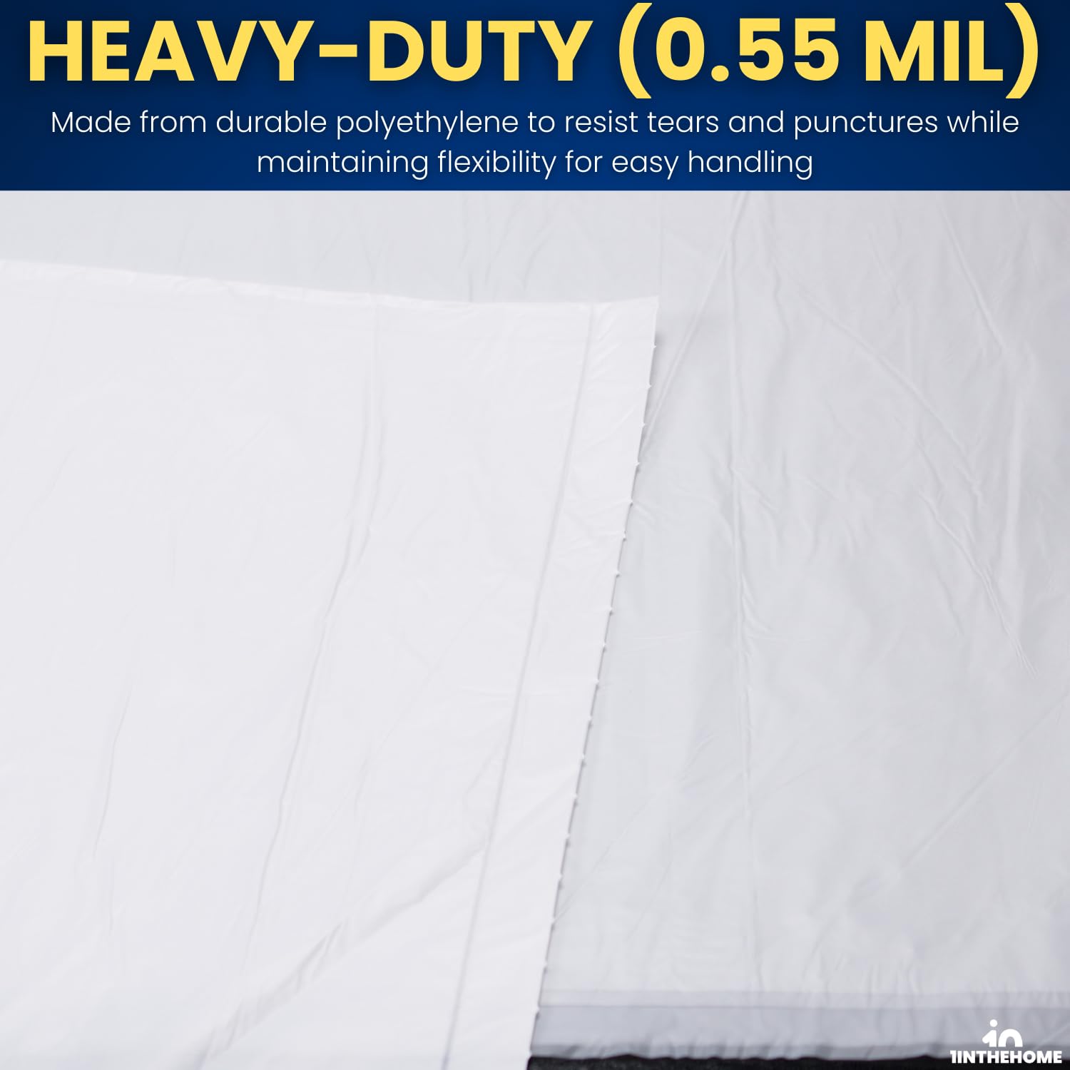 Bolsas de basura de 55-56 galones, 43 x 46 pulgadas, resistentes, desechables para cocina, oficina, residuos, industriales y bolsas de almacenamiento, transparentes, 0.55 mil, 25 bolsas por