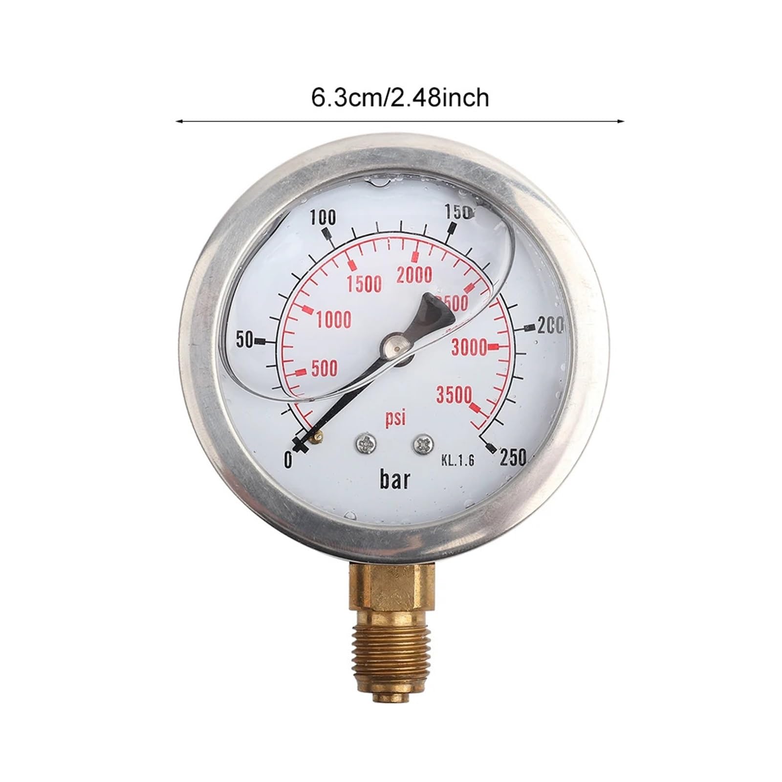 Ciśnieniomierz, Manometr hydrauliczny 0-250Bar 0-3750PSI G1/4 63mm hydrauliczny miernik ciśnienia wody