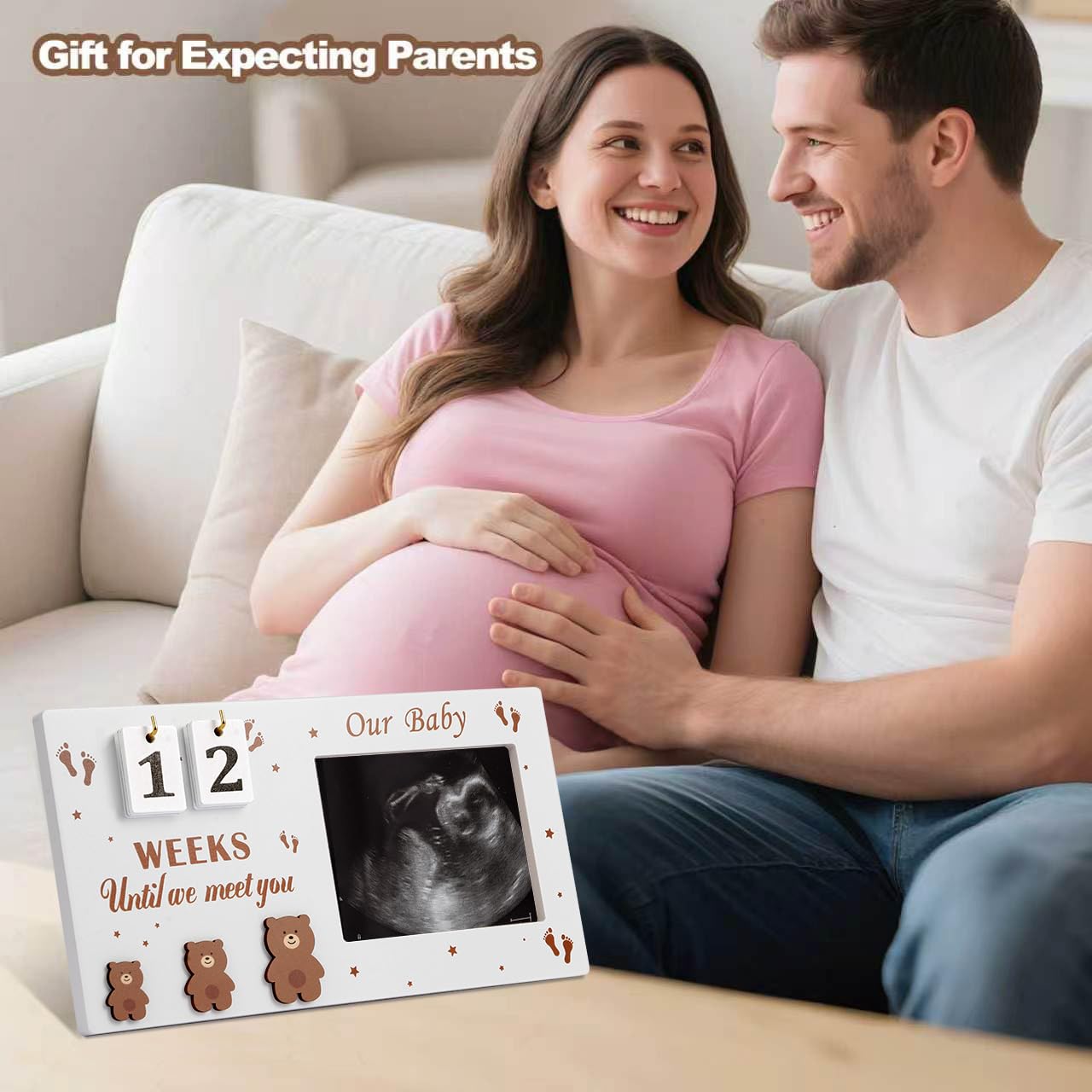 Cornice per foto con ecografia, con conto alla rovescia del bambino, con scritta in inglese "Expecting Genents to be pregnancy Nursery Decor, Gift Congratulations Pregnancy Must Have
