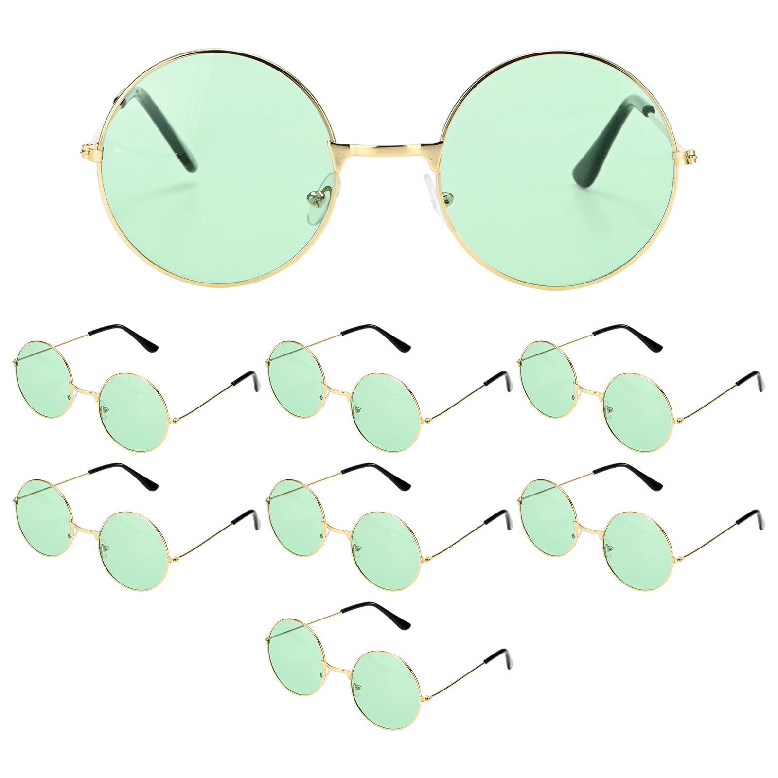 M METERXITY 8-Pack Party Favors Sunglasses, Round Fun & Colorful Transparent Glasses Photo Props Accessories Sunglasses Bulk for Birthday/Party/Decorations [Green]