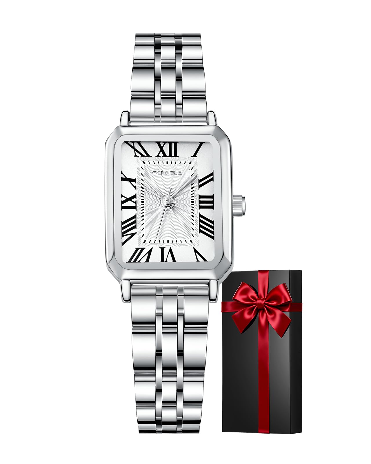 CIVO Dameshorloge, zilver, roestvrij staal, waterdicht, analoog, kwarts, klassiek, elegant, helder design, kalender, horloges, set cadeau voor dames, Zilver, Standaard, armband