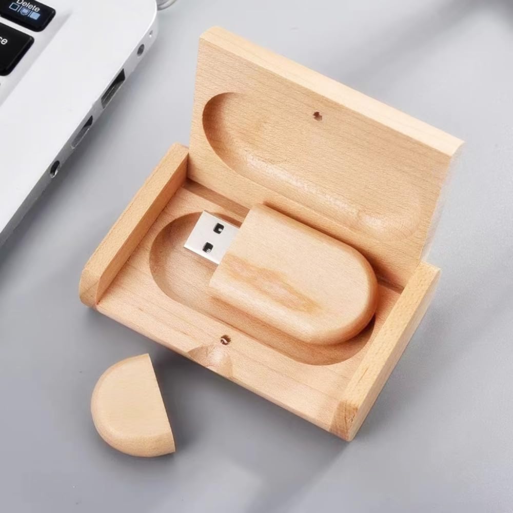5 szt. USB 3.0 64 GB Flash Driver, drewniane pendrive USB, pendrive z drewnianym pudełkiem (3.0 64 GB, drewno klonowe elipsa)