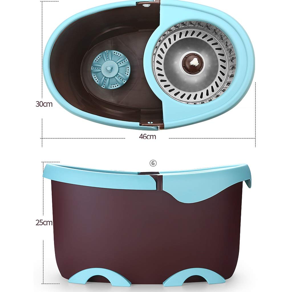 DWW Ciclón Mojado rotativo Mojado y Cubo de balanceo para Limpieza de Pisos, Sistema de escurrido Simple, Limpieza de escobas de Tela de Microfibra y Ruedas (Color : Hydraulic Rod+Stainless Steel)