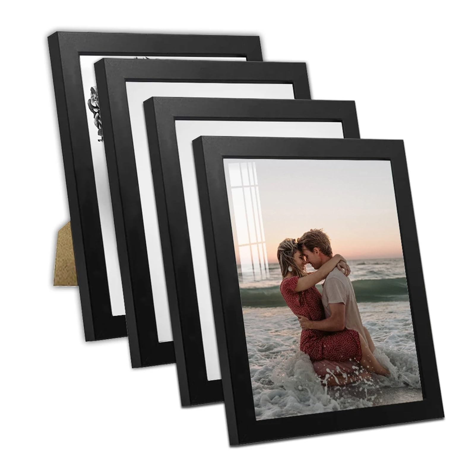 WNBFTTK Bilderrahmen 2pcs 4x6inch Black Wood Photo Frame 10x15cm Picture Modern Minimalist Family DIY Wall