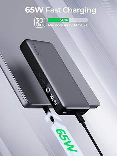 Miniatura 2 de Banco de energía de 20000 mAh, cargador portátil de carga rápida de 65 W, USB C, 3 puertos PD 3.0, pantalla digital para MacBook, iPad Pro, iPhone