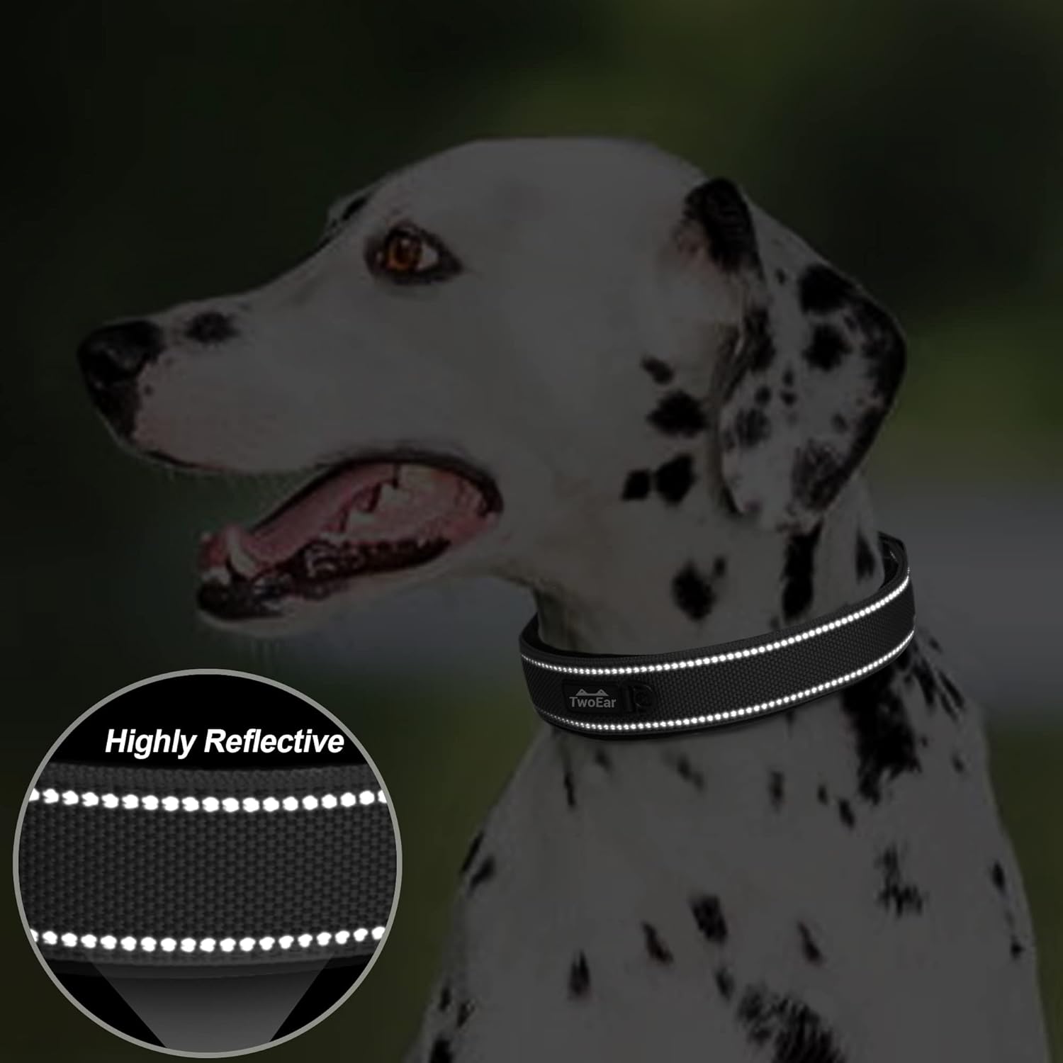 PetiFine Heavy Duty Dog Collar, Adjustable Soft Neoprene Padded Dog Collar with Metal Buckle, Reflective Belt Buckle Dog Collars for Small Medium Large Dogs (14.5''-19'', Black) : Pet Supplies