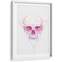 Canvas Lab | Skull in a triangle by Balazs Solti | 11 x 15 in | Fine Art Framed Print, Frame Color White, With Mat | Colorful, Illustrations, Halloween, Drawing, Modern