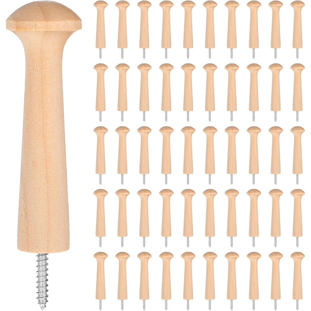 pofaa 2.87 Inch Unfinished Wood Pegs 50 Pcs -on Shaker Racks Wooden Pegs for Hanging Clothes Hats Towels